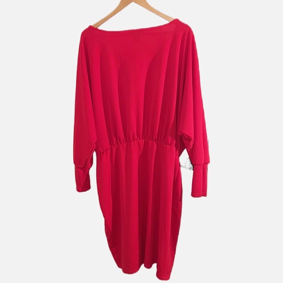 Ashley Stewart Red Balloon Sleeve Bodycon Dress 26/28 - Picture 5 of 5